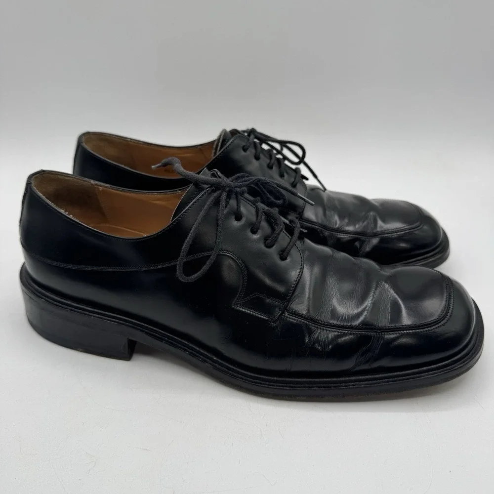 Mezlan Alcoy Vintage Y2K Black Leather Chunky Oxford Mens Sz 10 Black Platform